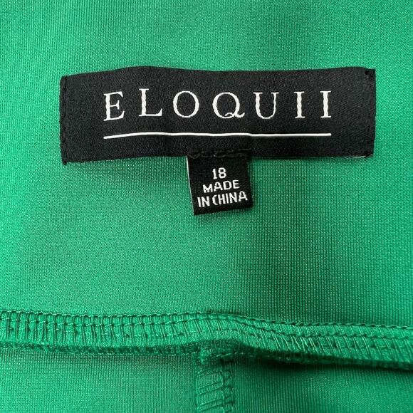 NWT Eloquii Women's Green Pencil Skirt Size 18 Stretch Slit Back Wicked Career - Picture 9 of 11